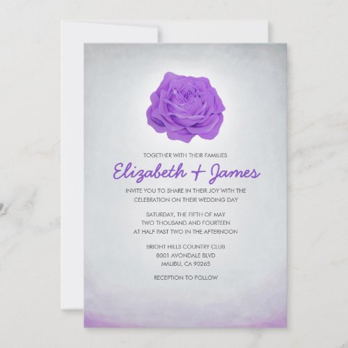 Trendy Floral Purple Wedding Invitations