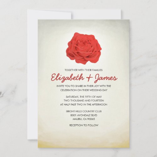Trendy Floral Red and Gold Wedding Invitations