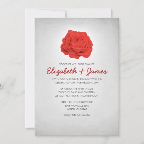 Trendy Floral Red and White Wedding Invitations