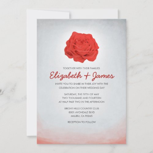 Trendy Floral Red Wedding Invitations