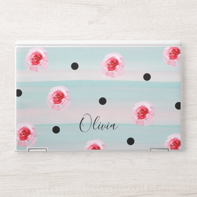 Trendy Floral Rose Pattern HP Laptop Skin (Front)
