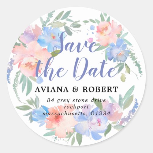 Trendy Floral Save the Date Return Address Labels