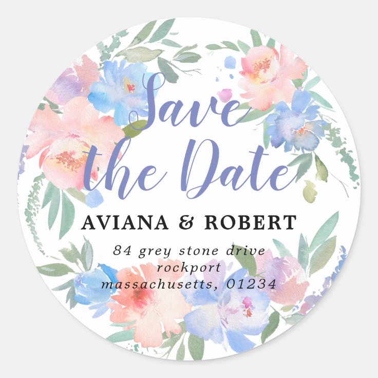 Trendy Floral Save the Date Return Address Labels Zazzle