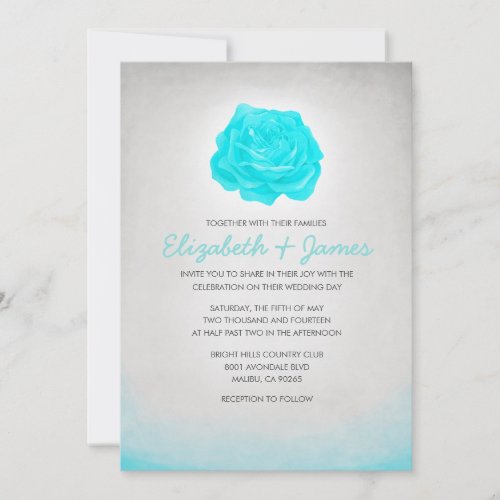 Trendy Floral Teal Wedding Invitations