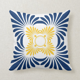 Trendy Floral Throw Pillows:Blue Yellow Pillow