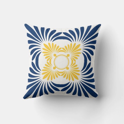 Trendy Floral Throw PillowsBlue Yellow Throw Pillow Zazzle