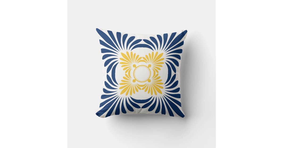 Trendy Floral Throw PillowsBlue Yellow Throw Pillow Zazzle