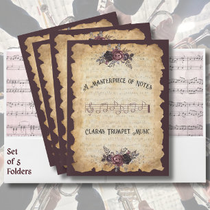 Trendy Floral Trumpet Sheet Music Pocket Folders
