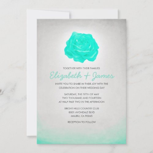 Trendy Floral Turquoise Wedding Invitations