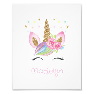 Trendy Floral Unicorn Baby Shower Nursery Gifts Photo Print