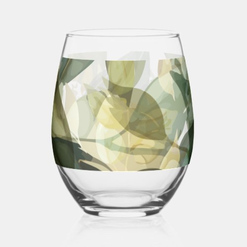 Trendy Floral Watercolor Style Stemless Wine Glass