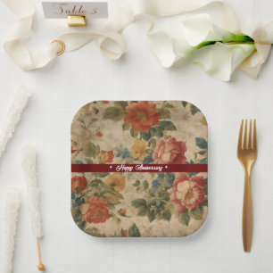 Trendy Floral Watercolor Vintage Collection Paper Plates
