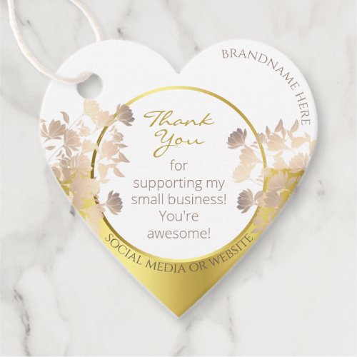 Trendy Floral White and Gold Colored Thank You Favor Tags