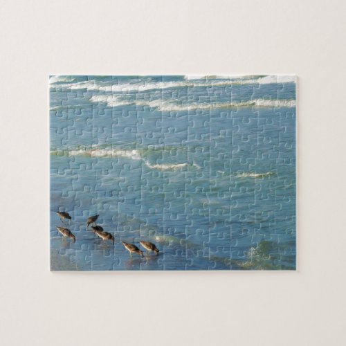 Trendy Florida Shorebirds Ocean Waves Photo Jigsaw Puzzle