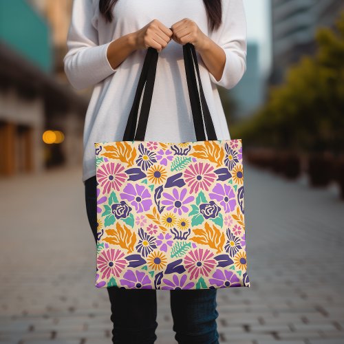 Trendy Flower Colorful Stylish Abstract  Tote Bag