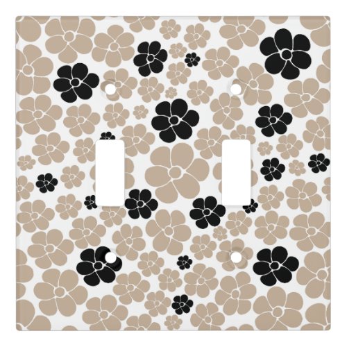 Trendy Flower Pattern in Taupe Black and White  Light Switch Cover