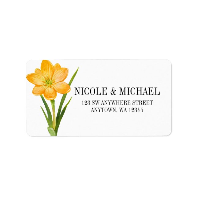 Trendy Flower yellow crocus daffodil wedding Label (Front)