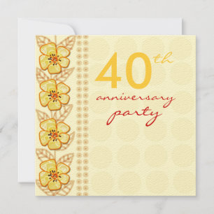 Trendy Flowers 40th Wedding Anniversary Party Invitation