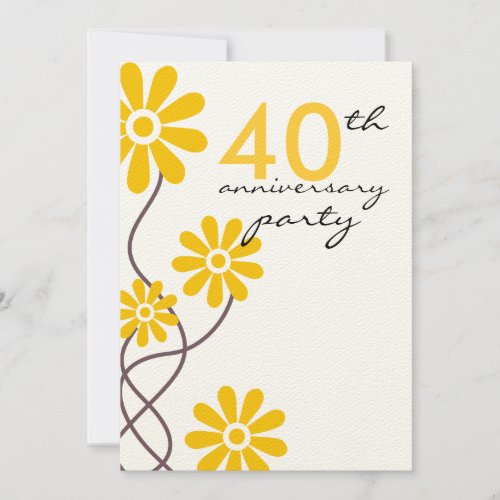 Trendy Flowers 40th Wedding Anniversary Party Personalized Invitations
