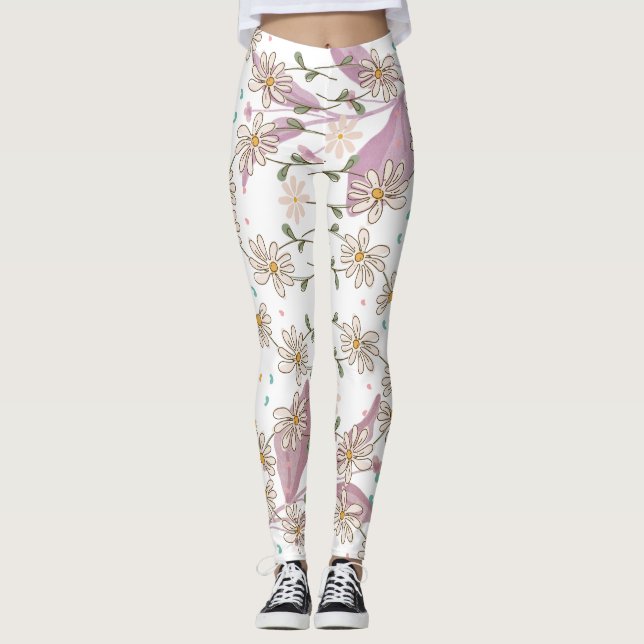 Trendy Flowers Design Leggings (Front)