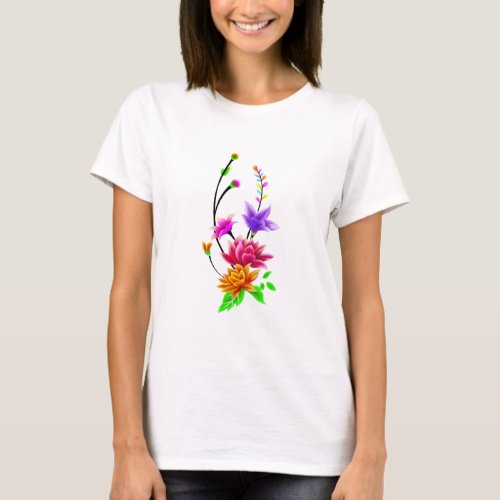 trendy flowers design T_Shirt