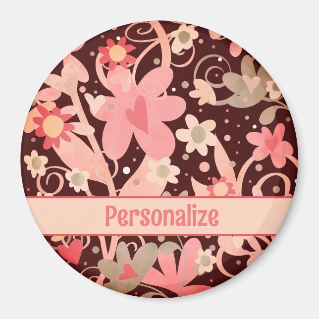 Trendy Flowers Personalized Modern Inspirivity  Magnet (Front)