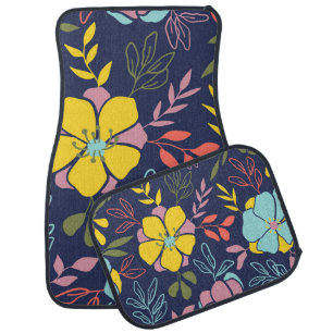 Trendy flowers seamless pattern. Small vintage flo Car Floor Mat