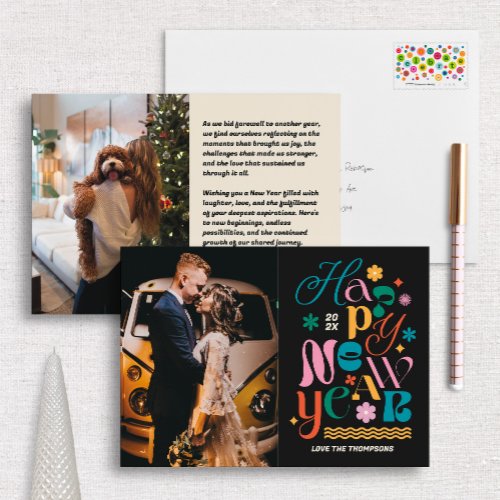 Trendy Font Mix New Years Photo Card