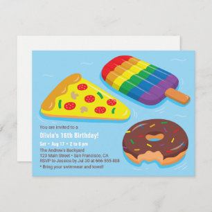 Trendy Food Pool Floats Birthday Party Invitations