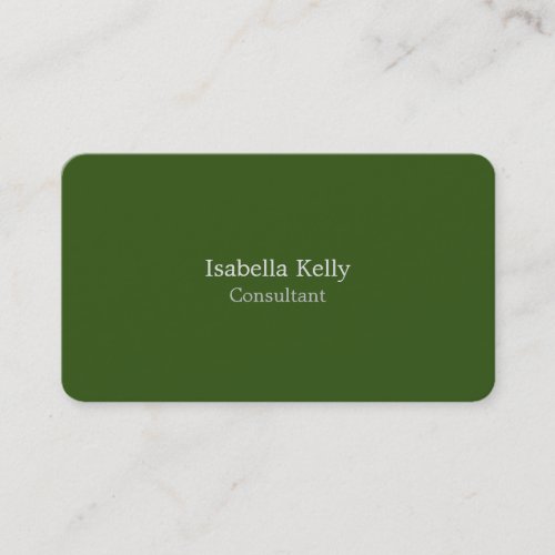Trendy Forest Green Color Plain Unique Stylish Business Card