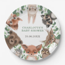 Trendy forest woodland animals baby shower favors paper plates