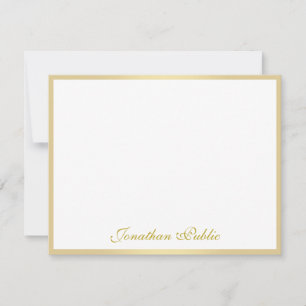 Trendy Freehand Gold Script Elegant Professional Note Card