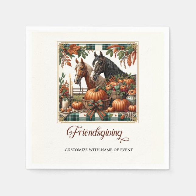Trendy Friendsgiving Horse  Napkins (Front)