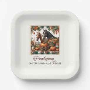 Trendy Friendsgiving Horse  Paper Plates