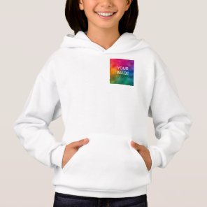 Trendy Front Pocket Design White Template Girls Hoodie