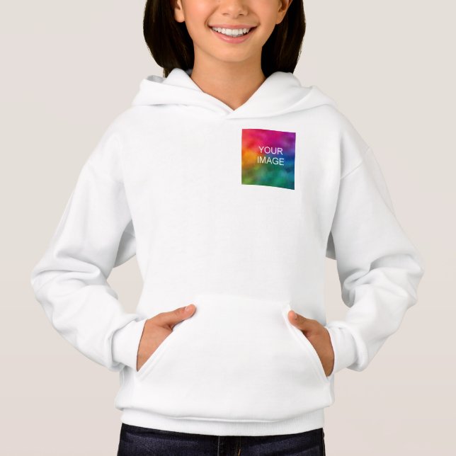 Trendy Front Pocket Design White Template Girls Hoodie (Front)
