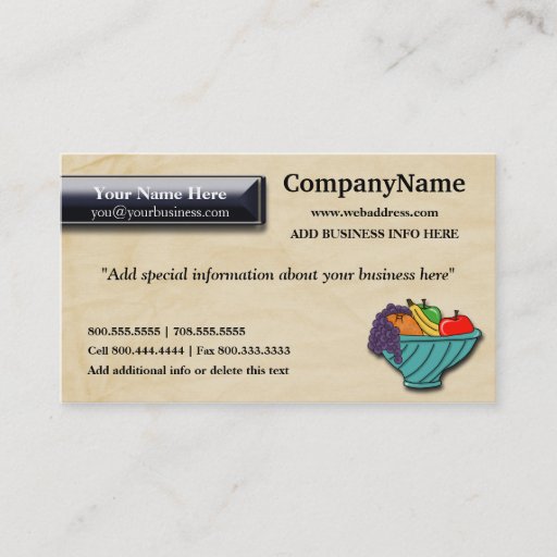 Customizable Trendy Fruit Bowl Business Card