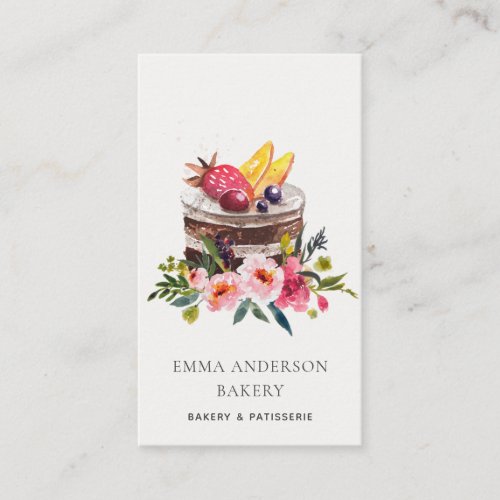 TRENDY FRUIT FLORAL CAKE PATISSERIE CUPCAKE BAKERY BUSINESS CARD