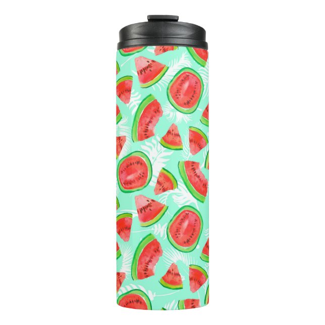 Trendy fruit pattern. Artistic Watermelon backgrou Thermal Tumbler (Front)