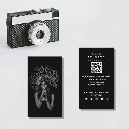 Trendy Full Photo Simple Photography Business Card