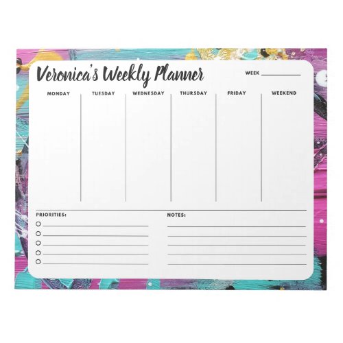 Trendy Fun Abstract Weekly To Do List Notepad