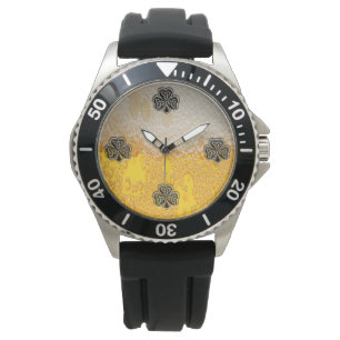 Trendy fun beer Irish lucky shamrock Watch