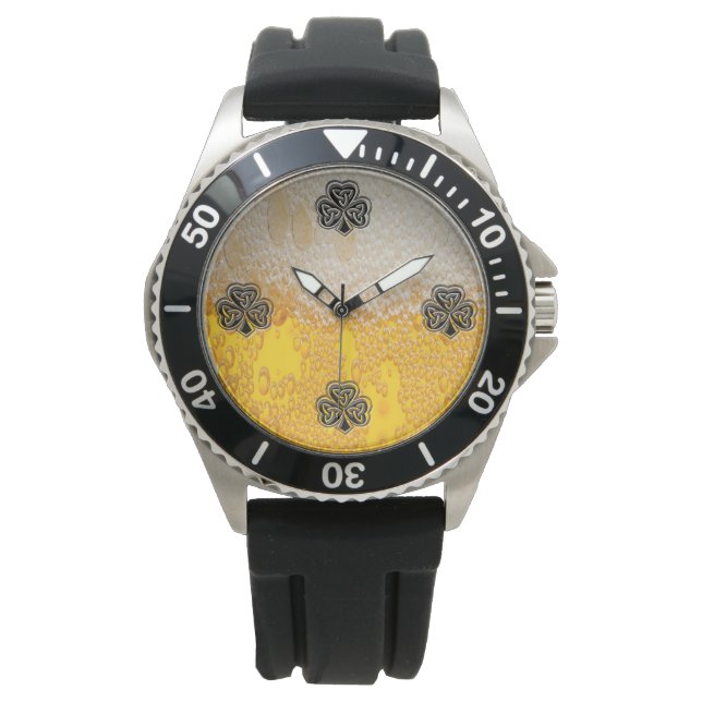 Trendy fun beer Irish lucky shamrock Watch (Front)