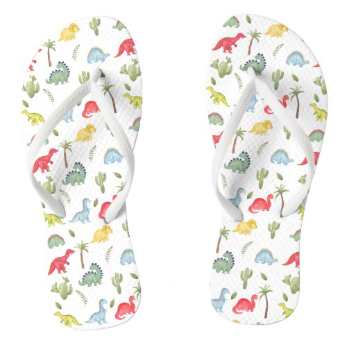 Trendy Fun Dinosaur Pattern  Flip Flops