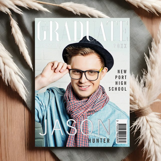 Trendy Fun Graduate Magazine Cover Inspired Grad Foil Invitation (Trendy Fun Graduate Magazine Cover Inspired Grad Foil Invitation)