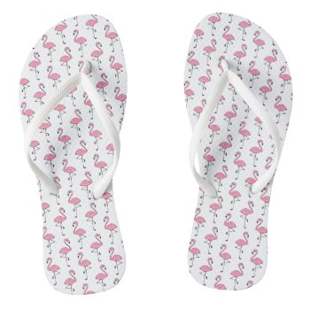 Trendy Fun Pink Tropical Flamingo Pattern Flip Flops by idesigncafe at Zazzle