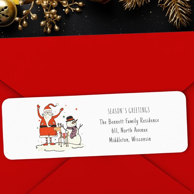 Trendy Fun Santa Snowman Reindeer Christmas Hygge Label (Creator Uploaded)