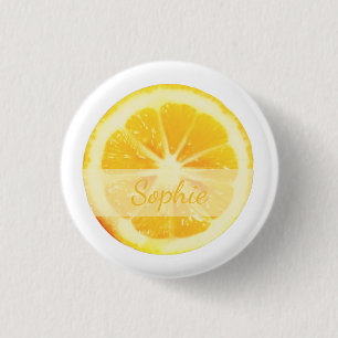 TRENDY FUN YELLOW FRESH CUT LEMON CITRUS FRUIT  BUTTON