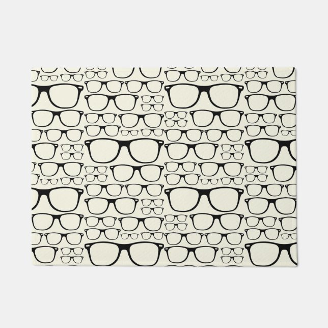 Trendy Funky Nerd Nerdy Geek Retro Glasses Doormat (Front)