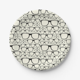 Trendy Funky Nerd Nerdy Geek Retro Glasses Paper Plates